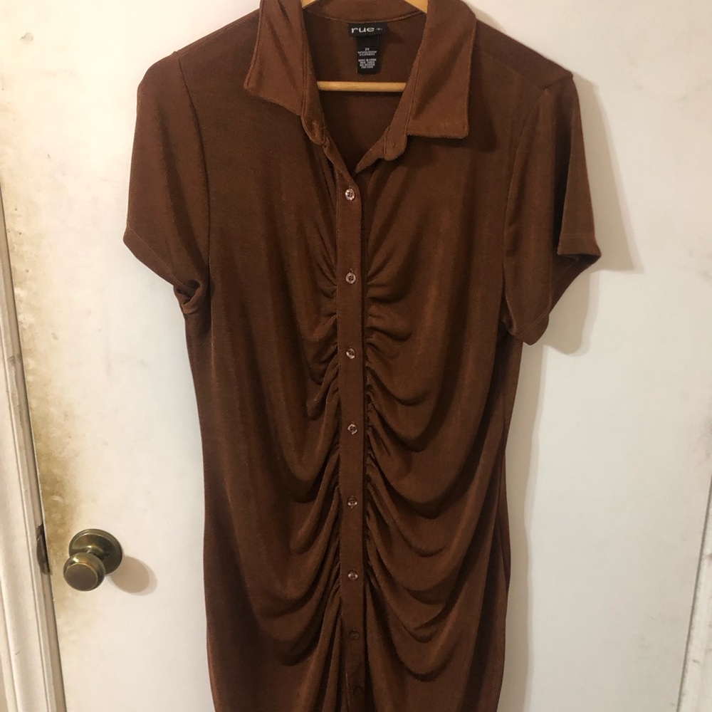 Women's Brown Button-Down Top